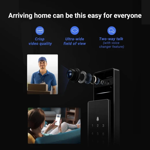 قفل الباب الذكي EZVIZ DL50FVS، قفل باب بدون مفتاح 7 في 1، قفل باب بتقنية التعرف على الوجه ثلاثي الأبعاد، ذاكرة تخزين مدمجة 8 جيجابايت، رؤية ليلية بمدى 2 متر، نظام اتصال داخلي نشط، تحكم عن طريق التطبيق (6068) - إزفيز - Image 5