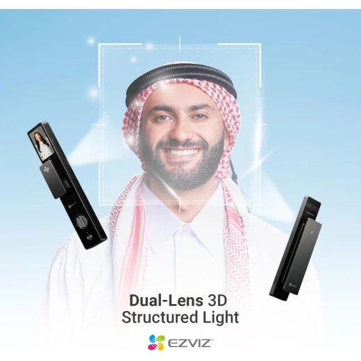 قفل الباب الذكي EZVIZ DL50FVS، قفل باب بدون مفتاح 7 في 1، قفل باب بتقنية التعرف على الوجه ثلاثي الأبعاد، ذاكرة تخزين مدمجة 8 جيجابايت، رؤية ليلية بمدى 2 متر، نظام اتصال داخلي نشط، تحكم عن طريق التطبيق (6068) - إزفيز - Image 6