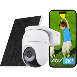 EZVIZ 2K+ 360° View Battery-Powered Pan&Tilt Wi-Fi Camera with Type C Solar Panel, Always-On Video, Human/Vehicle Detection, Supports Wi-Fi 6, Color Night Vision, SD Card(up to 512 GB) | CB8 Lite Kit