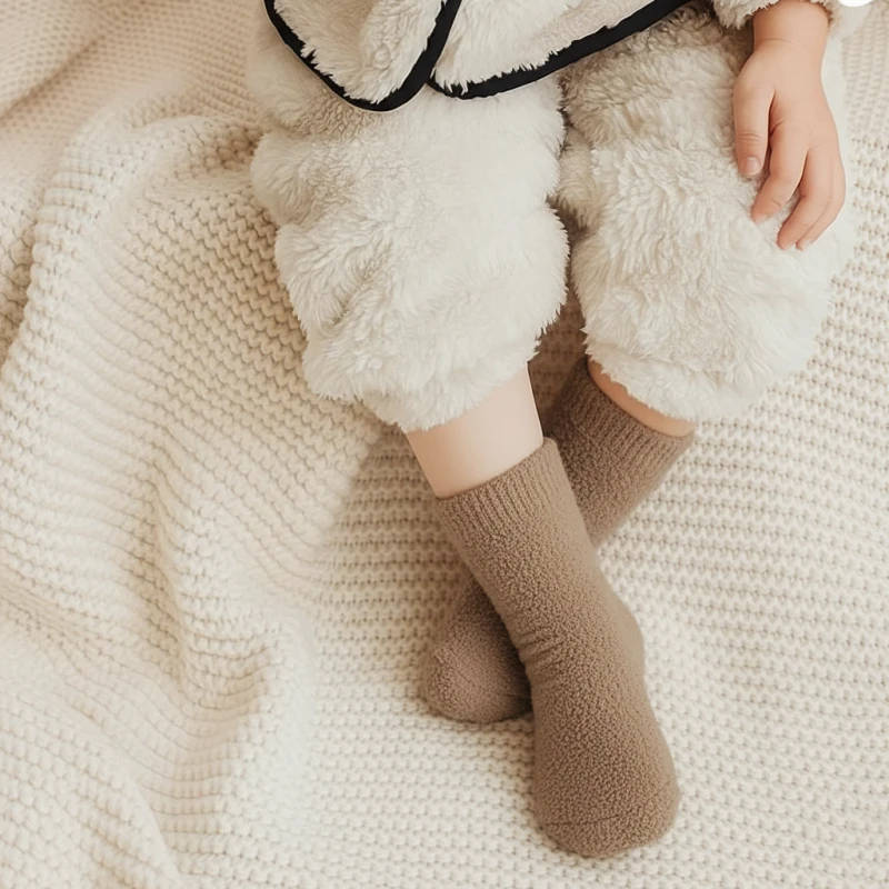 Comfily Soft and Cozy Socks for Kids 2-4 Years – Warm Winter Socks in Brown, Gray, White - K store