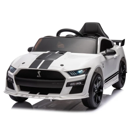 سيارة فورد موستانج شيلبي GT500 كهربائية للركوب، عجلات ناعمة، لون أبيض، 12 فولت سيارة فورد موستانج شيلبي GT500 كهربائية للركوب، عجلات ناعمة، لون أبيض، 12 فولت