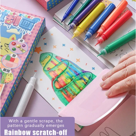دفتر خدش قوس قزح – عبوة واحدة، دفتر خدش ملون DIY للأطفال والكبار، مثالي لهدايا عيد الميلاد وأعياد الميلاد، دفتر صغير للرسم والتلوين، طقم إبداعي ممتع للحفلات من يليجود - يليجود - Image 4