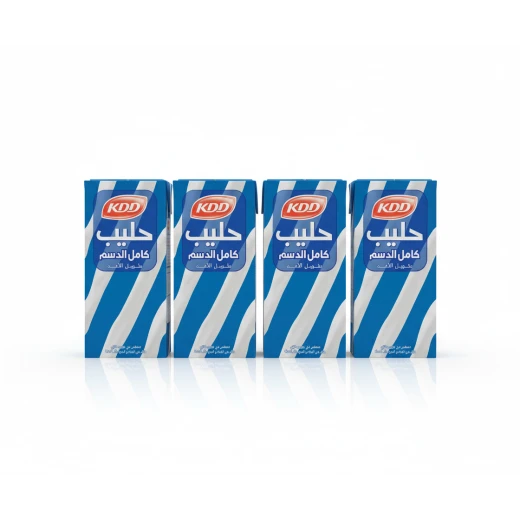 حليب كامل الدسم 1 لتر، مذاق غني، مدعم بالفيتامينات، سهل الهضم، مثالي للمستهلكين الذين يعانون من عدم تحمل اللاكتوز، عبوة واحدة (4 حبة) من كي دي دي