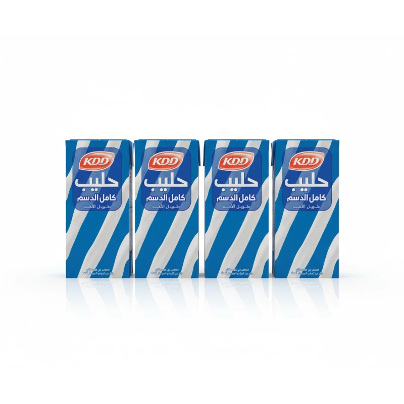 حليب كامل الدسم 1 لتر، مذاق غني، مدعم بالفيتامينات، سهل الهضم، مثالي للمستهلكين الذين يعانون من عدم تحمل اللاكتوز، عبوة واحدة (4 حبة) من كي دي دي - كي دي دي