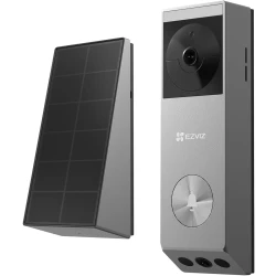 EZVIZ EP3x Pro is a dual-lens battery-powered video doorbell with 2K and 1080p cameras, 32GB storage, solar panel, night vision, and Alexa/Google support