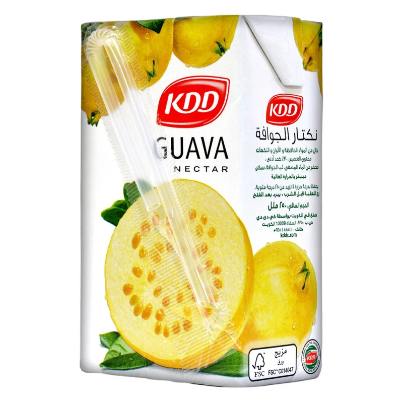 عصير الجوافة 250 مل، مشروب استوائي لذيذ ومنعش مصنوع من الجوافة الطبيعية، غني بالفيتامينات ومناسب لجميع الأعمار من كي دي دي - كي دي دي