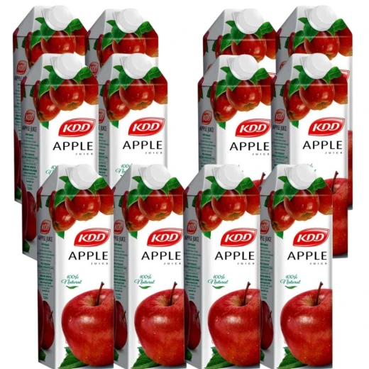 KDD Apple Juice 1L,100% Pure & Refreshing Fruit Drink | Made from the Finest Apples | Perfect for All Ages Pack Of 12