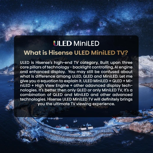 تلفزيون هايسنس 65 بوصة U7 سلسلة ميني-ليد كيو-ليد 4K جوجل، وضع اللعب 144 هرتز برو، أسود - هيسنس - Image 2