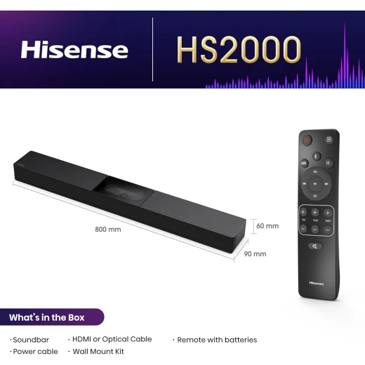شريط صوت هايسنس HS2000 2.1 قناة مع DTS Virtual:X، 240 واط أسود - هيسنس - Image 10