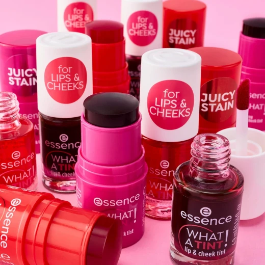 Essence What A Tint! Lip and Cheek Stain Raspberry Vibes, Long Lasting 5g Formula, Dual Purpose Color for Lips and Cheeks, Perfect for a Natural Flush - Essence - Image 5