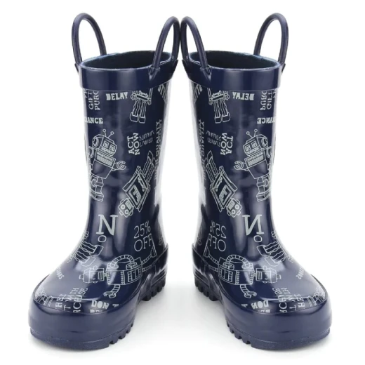Stephen Joseph Robot Print Rain Boots for Kids, Waterproof Rubber, Size 13 Stephen Joseph Robot Print Rain Boots for Kids, Waterproof Rubber, Size 13