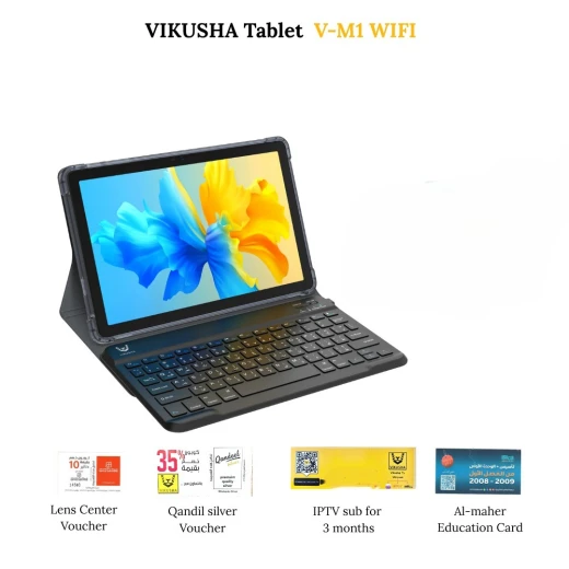 جهاز فيكوشا V M1 تابلت 10.1" أندرويد 15، 4GB + 4GB Ai رام 128GB روم | لوحة مفاتيح وغطاء حافظة فيكوشا، بطاقة تعليمية الماهر، اشتراك IPTV 3 أشهر، قسيمة 10 دنانير لون أزرق جهاز فيكوشا V M1 تابلت 10.1" أندرويد 15، 4GB + 4GB Ai رام 128GB روم | لوحة مفاتيح وغطاء حافظة فيكوشا، بطاقة تعليمية الماهر، اشتراك IPTV 3 أشهر، قسيمة 10 دنانير لون أزرق