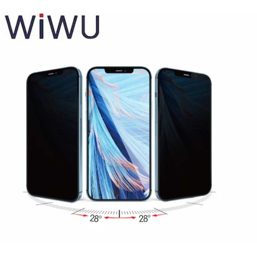 واقي شاشة زجاج مقسى WiWU iPrivacy HD مضاد للتجسس لهاتف iPhone 14 Pro Max مقاس 6.7 بوصة شفاف