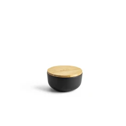 KitchenAid Ceramic Bowl with Wooden Lid, 15 cm, Matte Black | Durable, Stylish & Perfect for Serving