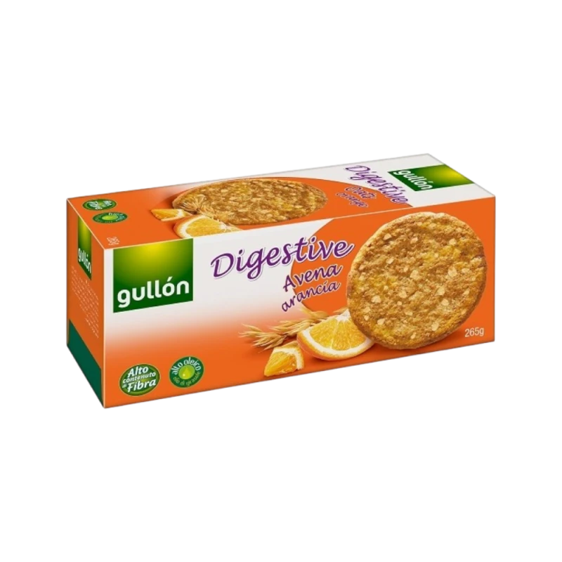 Gullon Digestive Biscuits with Oats and Orange 265g - Healthy Snack - Gullon