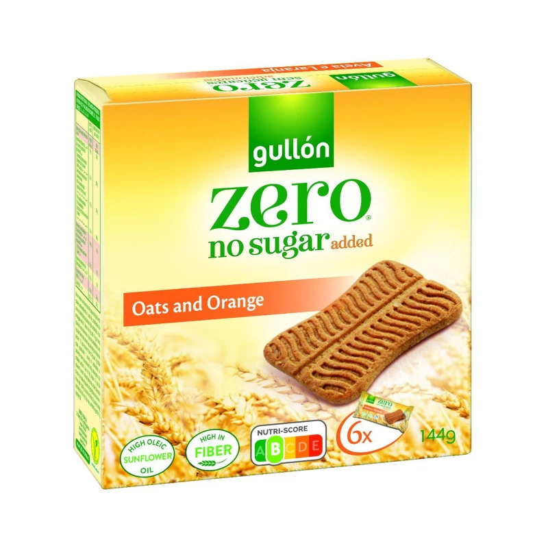 Gullon Diet Nature Orange Biscuits 144g - Sugar-Free Healthy Snack - Gullon