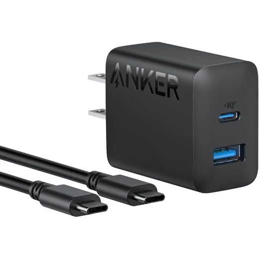 شاحن Anker (20 واط، منفذين) مع كابل USB-C وUSB-C (كابل USB-C وUSB-C بقوة 20 واط متضمن، شاحن سريع بمنفذين)، متوافق مع المعايير الفنية PSE، متوافق مع USB PD، مزود بتقنية PowerIQ، حجم صغير شاحن Anker (20 واط، منفذين) مع كابل USB-C وUSB-C (كابل USB-C وUSB-C بقوة 20 واط متضمن، شاحن سريع بمنفذين)، متوافق مع المعايير الفنية PSE، متوافق مع USB PD، مزود بتقنية PowerIQ، حجم صغير