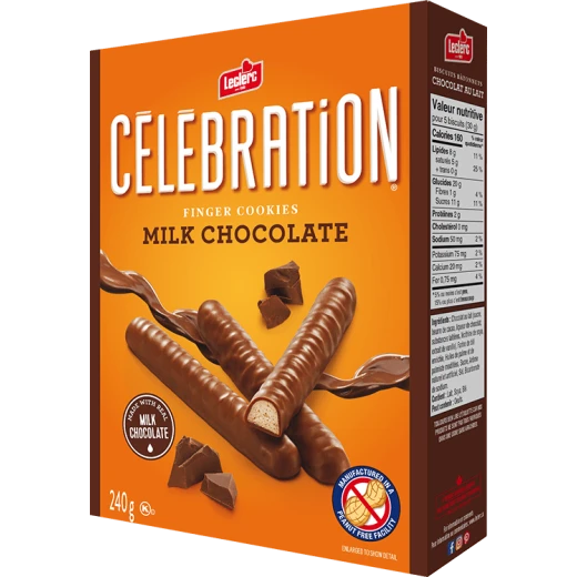 Leclerc Celebration Milk Chocolate Fingers Cookies Peanut Free Snack 150g Leclerc Celebration Milk Chocolate Fingers Cookies Peanut Free Snack 150g