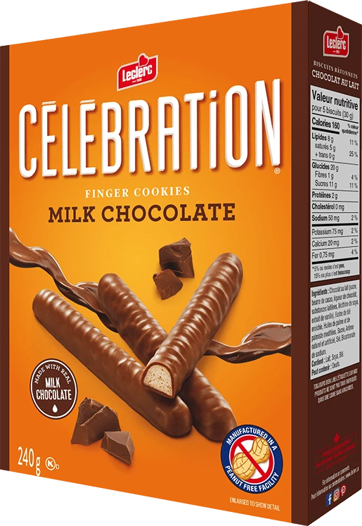 Leclerc Celebration Milk Chocolate Fingers Cookies Peanut Free Snack 150g - Leclerc