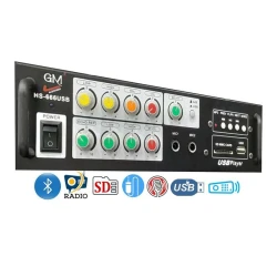 Amplifier Audio System, USB Input, Black Finish, 42 Watts GM HS-666USB