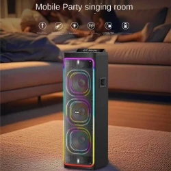 BTS-2270 Bluetooth Party Speaker – High-Power Portable Outdoor Speaker with RGB Lights & Dual Wireless Mics