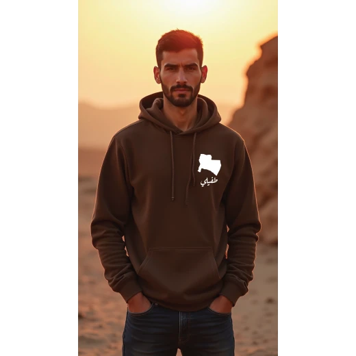 هودي بني، متوسط، تصميم طفيلي، إلهام ثقافي وفني، مريح، أنيق، مناسب للارتداء اليومي للجنسين من ديزاينلس