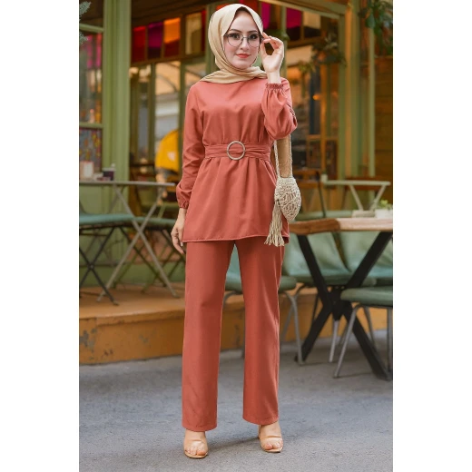 Women’s Modest Two-Piece Set – Long-Sleeve Belted Tunic & Matching Pants | Comfortable, Elegant, Everyday Wear size 42 Women’s Modest Two-Piece Set – Long-Sleeve Belted Tunic & Matching Pants | Comfortable, Elegant, Everyday Wear size 42