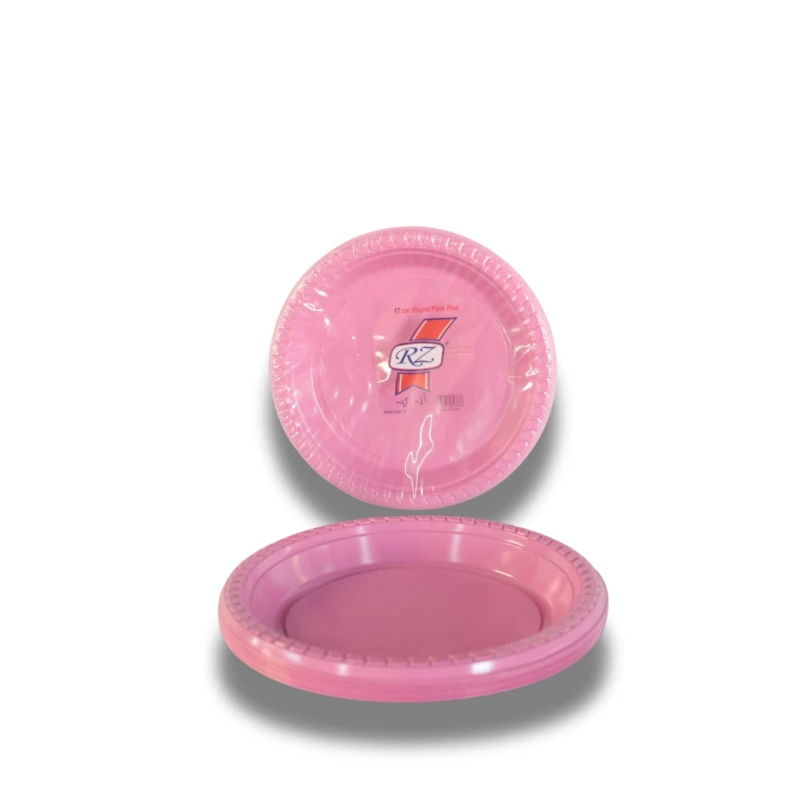 Rz Plastic Plate 22cm Pink Round Dish for Home and Kitchen Use 20 pcs - RZ Products