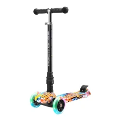 BOLD CUBE Big 3 Wheel Scooter Street Graffiti Design, Foldable, LED Lights, for Kids 5-10 Years