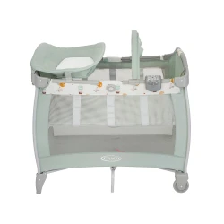 Graco Contour Electra Bassinet Travel Cot with Changing Table, Up & Away, Portable Baby Crib with 2 Speed Vibration and Integrated Storage, Suitable from Birth to 3 Years