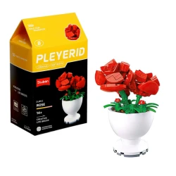 Sluban Flowers Tree Peony Building Blocks Set, Spring Flowers, ABS Plastic, 14+ Age