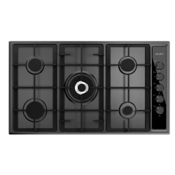 Elba Built In Gas Hob 90cm 5 Burners Anthracite with Black Glass EN 95-54V AND