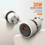 شاحن لدينيو Q2319 سريع USB-C بقوة 30 واط مع توصيل الطاقة، أبيض - إل دي إن آي أو