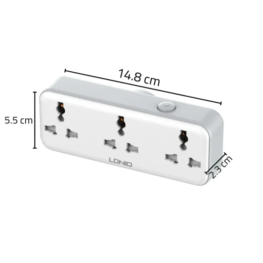 شريط طاقة LDNIO SC3317 محمول 3 منافذ تيار متردد 2 منفذ USB شحن سريع 30 واط - إل دي إن آي أو - Image 2