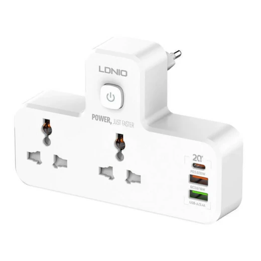 شريط طاقة LDNIO SC2311 بقوة 2500 واط مع منفذي تيار متردد، 2 يو اس بي، يو اس بي سي، وضوء ليلي أبيض شريط طاقة LDNIO SC2311 بقوة 2500 واط مع منفذي تيار متردد، 2 يو اس بي، يو اس بي سي، وضوء ليلي أبيض
