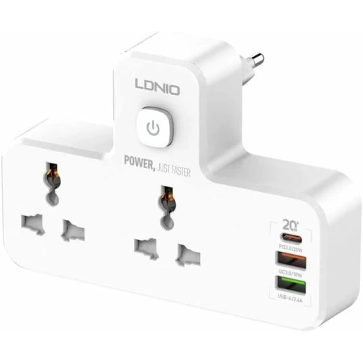 شريط طاقة LDNIO SC2311 بقوة 2500 واط مع منفذي تيار متردد، 2 يو اس بي، يو اس بي سي، وضوء ليلي أبيض - إل دي إن آي أو - Image 8