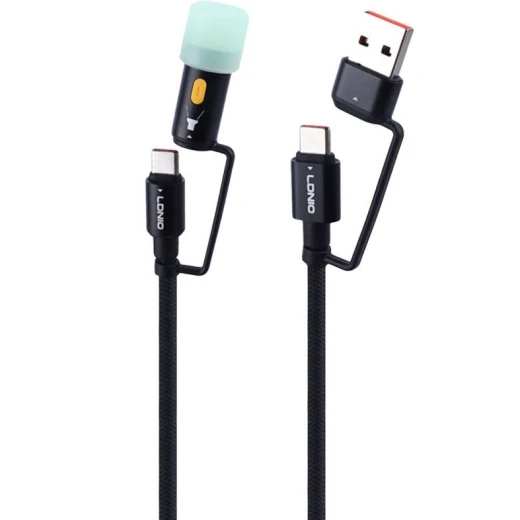 كابل شحن LDNIO LC17 عالمي 4 في 1 من النوع C 65 واط USB-A 50 واط أسود - إل دي إن آي أو - Image 3