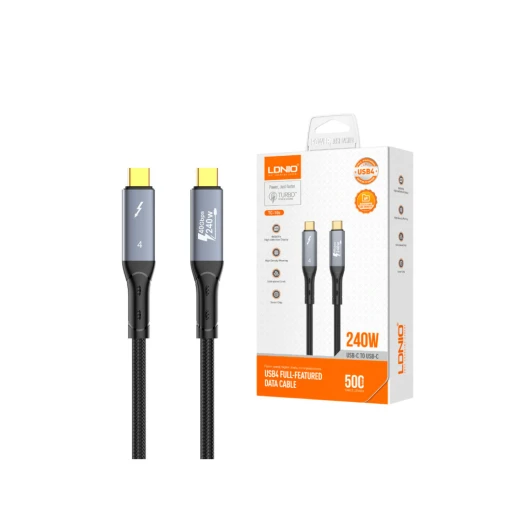 كابل شحن سريع LDNIO TC-11c USB-C إلى USB-C بقوة 240 واط، بطول 1 متر، أسود كابل شحن سريع LDNIO TC-11c USB-C إلى USB-C بقوة 240 واط، بطول 1 متر، أسود