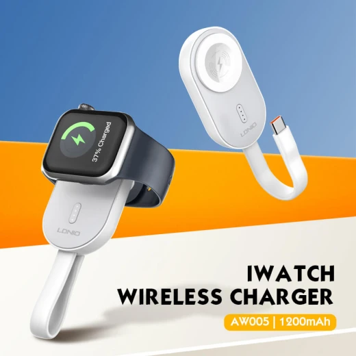 شاحن لاسلكي محمول LDNIO AW005 صغير 1200mAh للساعات الذكية أبيض - إل دي إن آي أو - Image 7