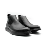 Men's trendy black leather Chelsea boots - stylish casual shoes with a chunky sole and rubber sole - easy slip-on style for young people 43 - Shooz