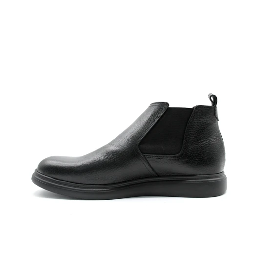 Men's trendy black leather Chelsea boots - stylish casual shoes with a chunky sole and rubber sole - easy slip-on style for young people 43 - Shooz - Image 5