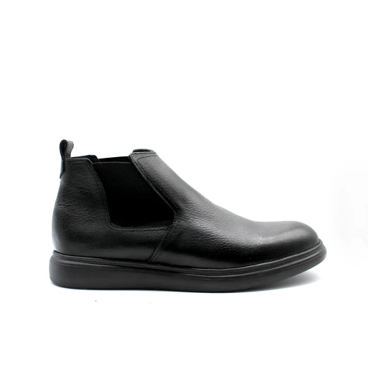 Men's trendy black leather Chelsea boots - stylish casual shoes with a chunky sole and rubber sole - easy slip-on style for young people 43 - Shooz - Image 3
