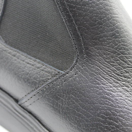 Men's trendy black leather Chelsea boots - stylish casual shoes with a chunky sole and rubber sole - easy slip-on style for young people 43 - Shooz - Image 2