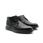بوت رجالي برباط جلد أسود بنعل سميك وعصري (Chunky Sole) – حذاء شتوي كاجوال عالي الجودة – متانة وأناقة لجميع الإطلالات اليومية 40 - شووز