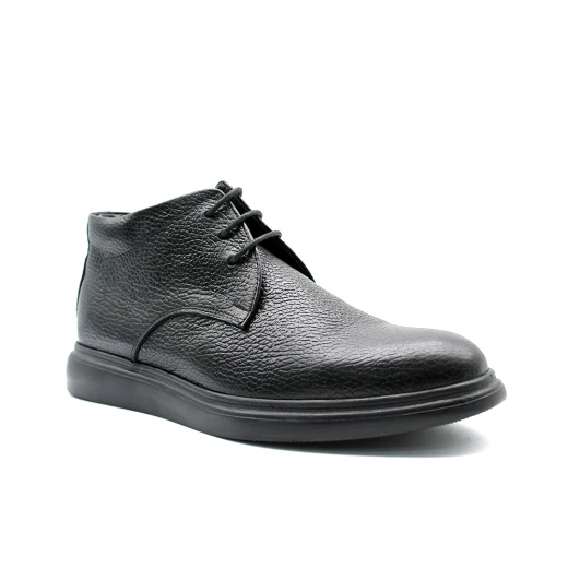 بوت رجالي برباط جلد أسود بنعل سميك وعصري (Chunky Sole) – حذاء شتوي كاجوال عالي الجودة – متانة وأناقة لجميع الإطلالات اليومية 40 - شووز - Image 4