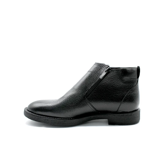Men's Black Pebbled Leather Ankle Boots with Side Zipper – Smart Casual/Dress Winter Shoes – Premium Comfort and Style for Business & Daily Wear 42 - Shooz - Image 6