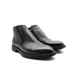 Men's Black Pebbled Leather Ankle Boots with Side Zipper – Smart Casual/Dress Winter Shoes – Premium Comfort and Style for Business & Daily Wear 42 - Shooz