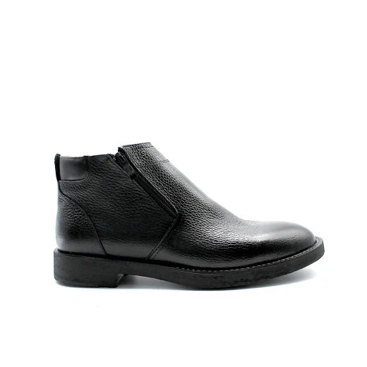 Men's Black Pebbled Leather Ankle Boots with Side Zipper – Smart Casual/Dress Winter Shoes – Premium Comfort and Style for Business & Daily Wear 42 - Shooz - Image 4