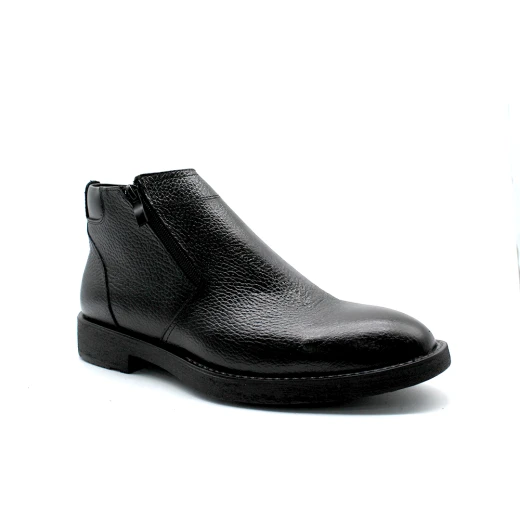 Men's Black Pebbled Leather Ankle Boots with Side Zipper – Smart Casual/Dress Winter Shoes – Premium Comfort and Style for Business & Daily Wear 42 - Shooz - Image 5