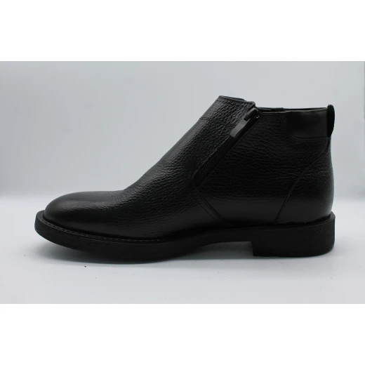 Men's Black Pebbled Leather Ankle Boots with Side Zipper – Smart Casual/Dress Winter Shoes – Premium Comfort and Style for Business & Daily Wear 42 - Shooz - Image 2